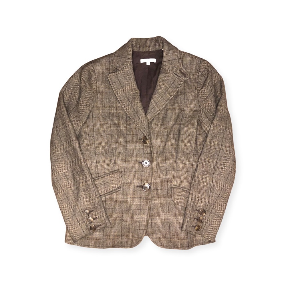 Vince Wool Blend Plaid Blazer